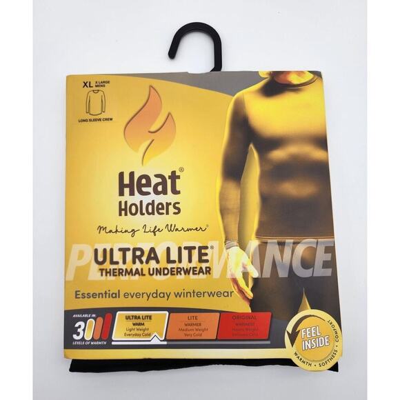 Heat Holders Men's Ultra Lite Thermal Underwear Warm Base Layer Top Black XL NWT - Picture 2 of 4